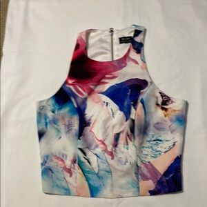 Shein Multicolor Abstract Bardot Crop Top